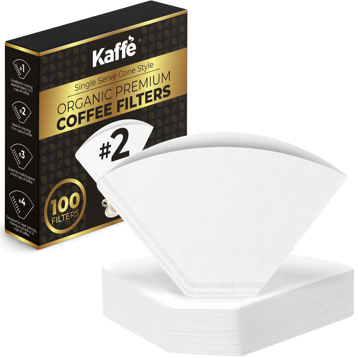 Kaffe #2 Paper Coffee Filters, 100-Pack — KFCF02W