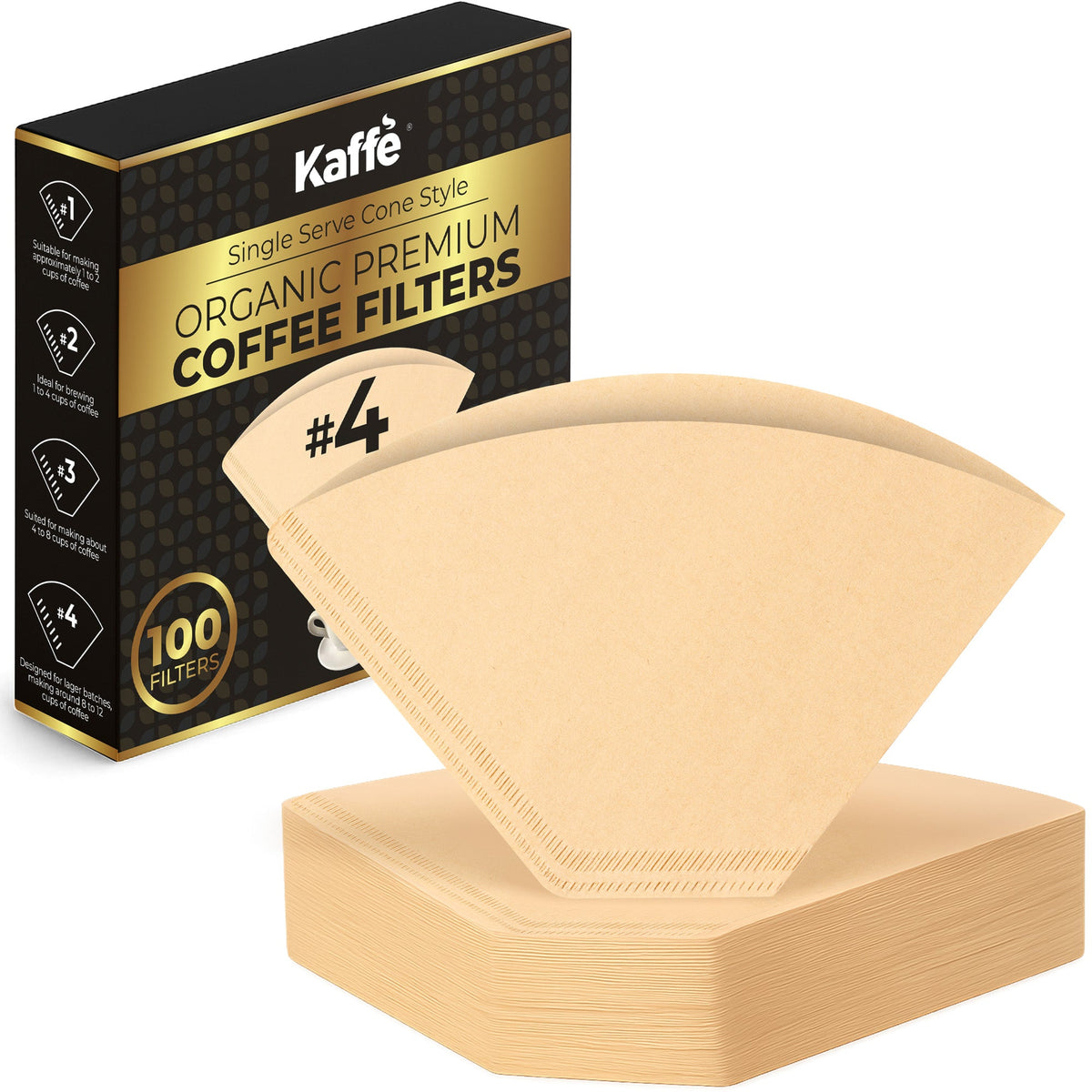 Kaffe #4 Paper Coffee Filters, 100-Pack — KFCF04B