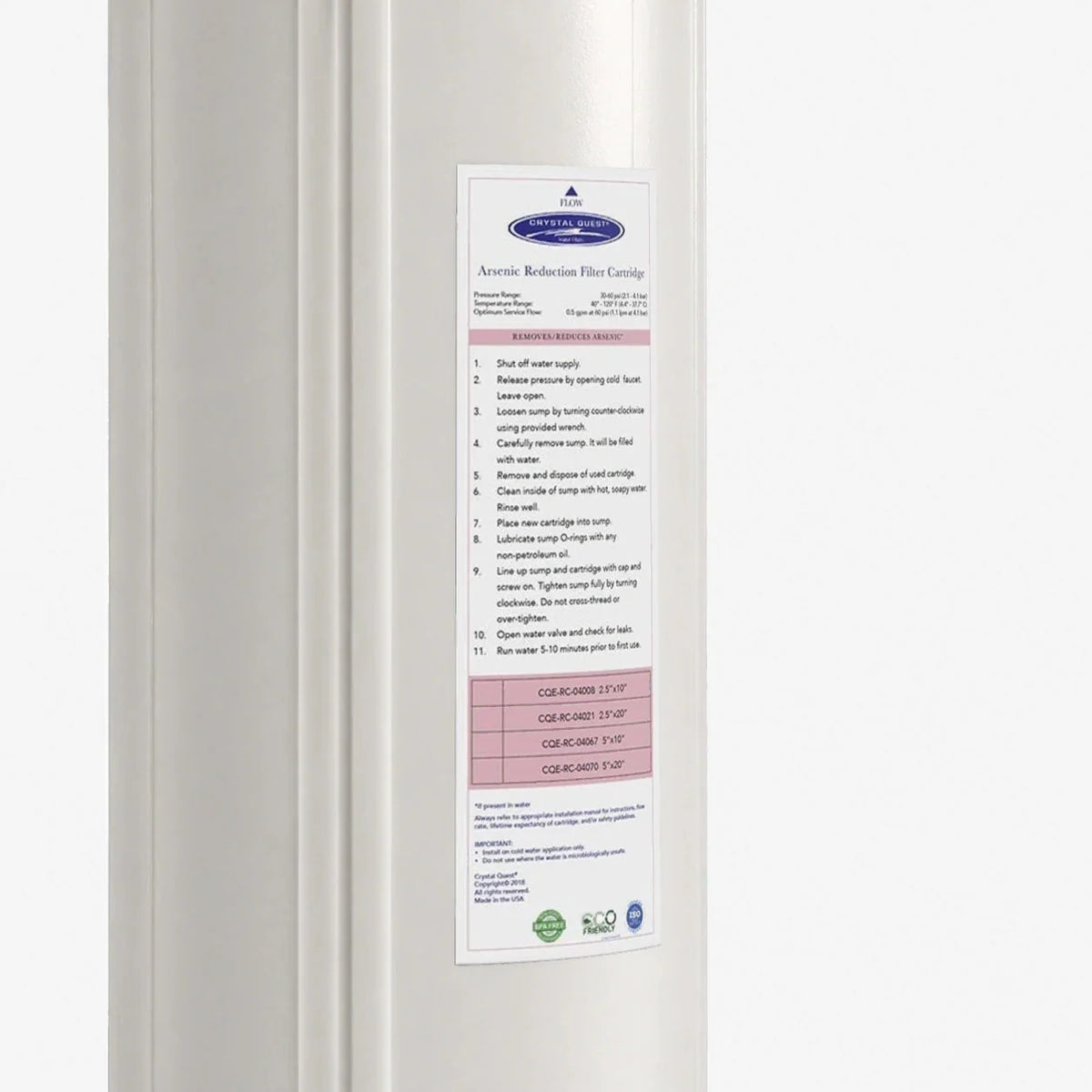 Arsenic Removal Filter Cartridge